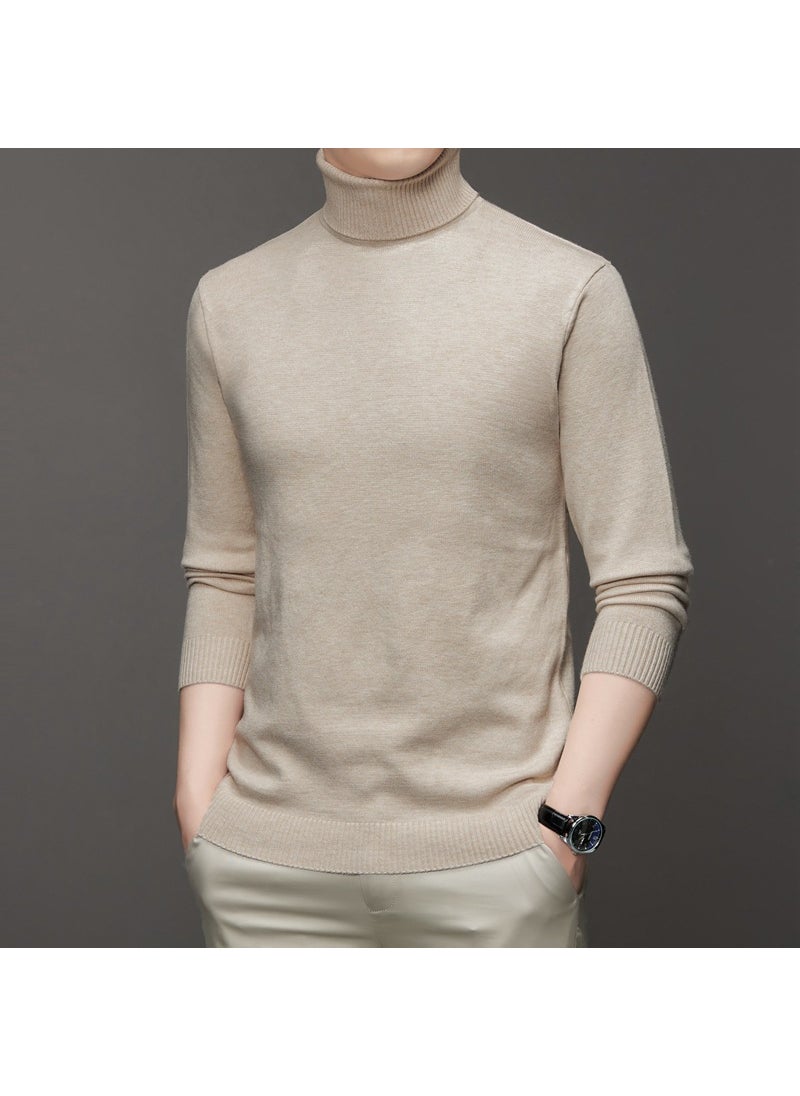 Generic - Autumn Winter Men Slim Fit Wool Coat High Collar Base Shirt Non-fading Anti-ball Core Wool Knitted Shirt Daily Use Navy blue - Image 1