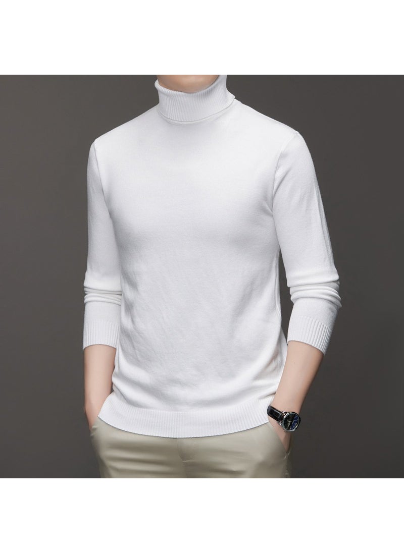 Generic - Autumn Winter Men Slim Fit Wool Coat High Collar Base Shirt Non-fading Anti-ball Core Wool Knitted Shirt Daily Use Navy blue - Image 1