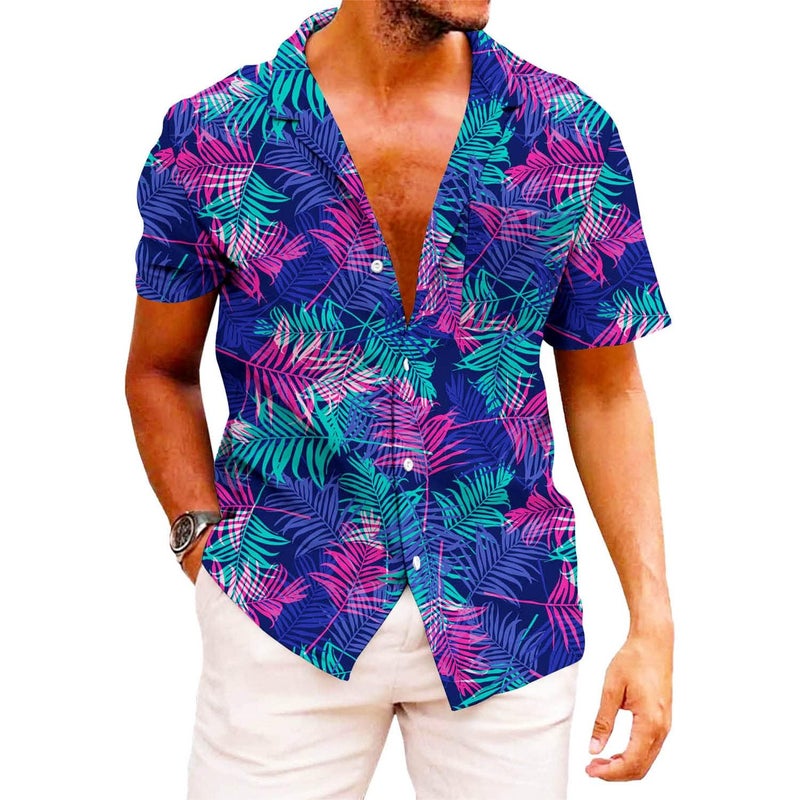 KYKU Hawaiian Shirt for Men Funny Palm Tree Shirts Summer Button Up Purple - Image 1