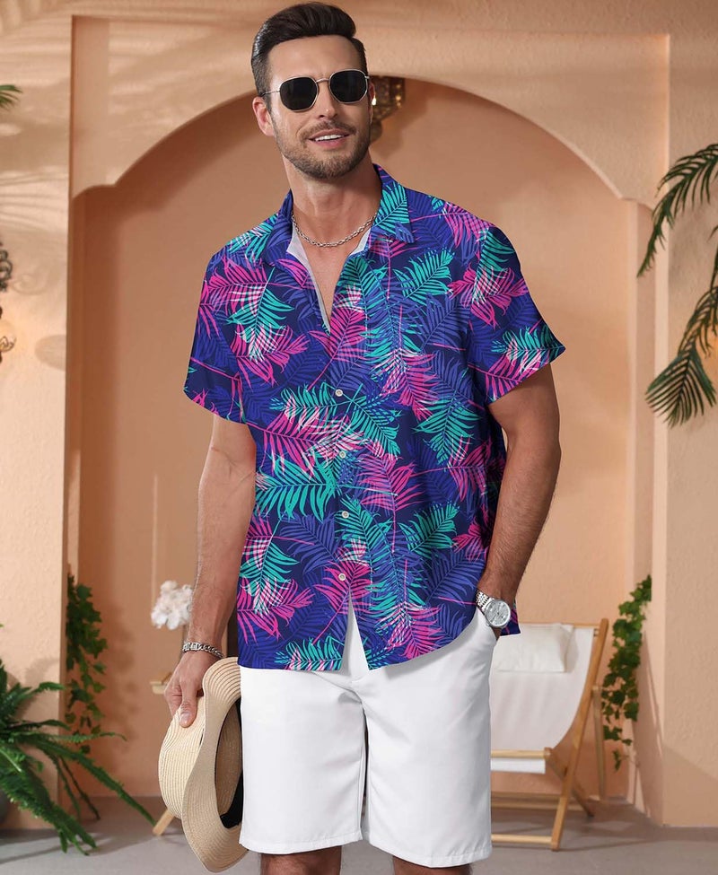 KYKU Hawaiian Shirt for Men Funny Palm Tree Shirts Summer Button Up Purple - Image 2