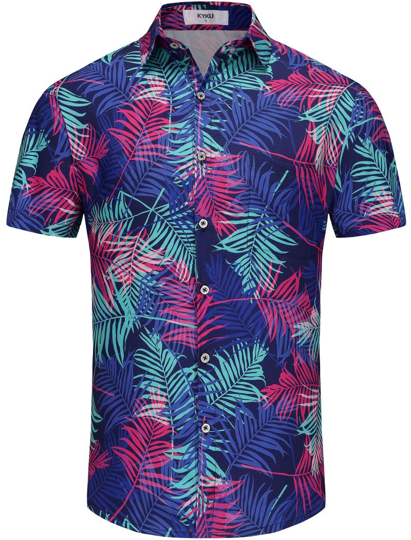 KYKU Hawaiian Shirt for Men Funny Palm Tree Shirts Summer Button Up Purple - Image 4