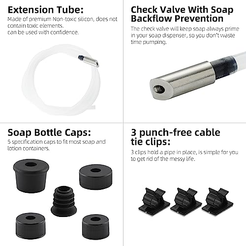 GAPPO Sink Soap Dispenser Extension Tube Kit, 47" Under Counter Gappo Soap Dispenser Tube with Upgraded Metal Check Valve for Kitchen Sink - Image 2