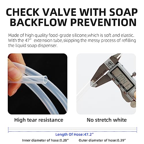 GAPPO Sink Soap Dispenser Extension Tube Kit, 47" Under Counter Gappo Soap Dispenser Tube with Upgraded Metal Check Valve for Kitchen Sink - Image 4
