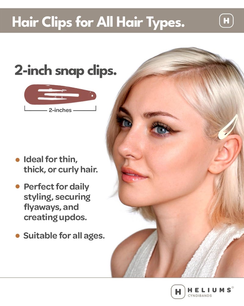 Heliums Snap Hair Clips for Women - Silver Gray - 2 Inch Metal Barrettes for Thin Hair and Kids, Neutral Colors - 12 Count - Image 2