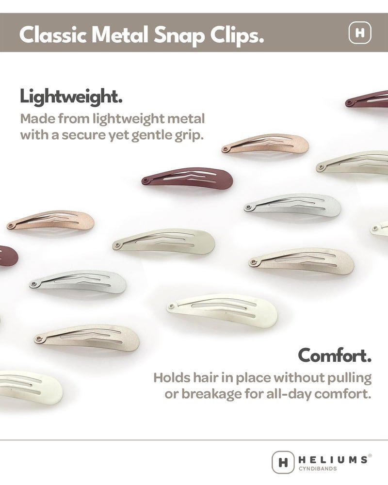 Heliums Snap Hair Clips for Women - Silver Gray - 2 Inch Metal Barrettes for Thin Hair and Kids, Neutral Colors - 12 Count - Image 3