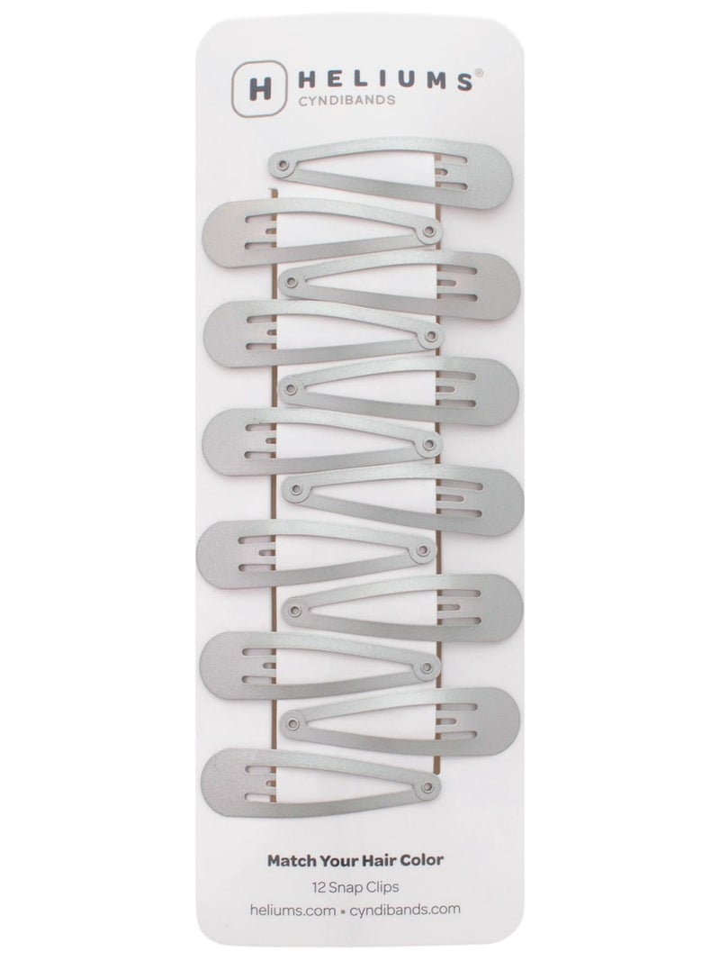 Heliums Snap Hair Clips for Women - Silver Gray - 2 Inch Metal Barrettes for Thin Hair and Kids, Neutral Colors - 12 Count - Image 1