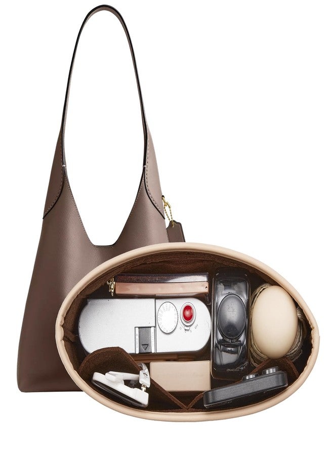 Doxo Brooklyn 28 Bag Insert, Premium Felt Purse Organizer Insert for Coach Brooklyn Shoulder 28 Bag, Ultra-Lightweight Women Handbag Organizer Insert with 4 Compartments & Zippered Pocket (Brown) - Image 1