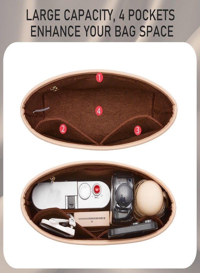Doxo Brooklyn 28 Bag Insert, Premium Felt Purse Organizer Insert for Coach Brooklyn Shoulder 28 Bag, Ultra-Lightweight Women Handbag Organizer Insert with 4 Compartments & Zippered Pocket (Brown) - Image 3