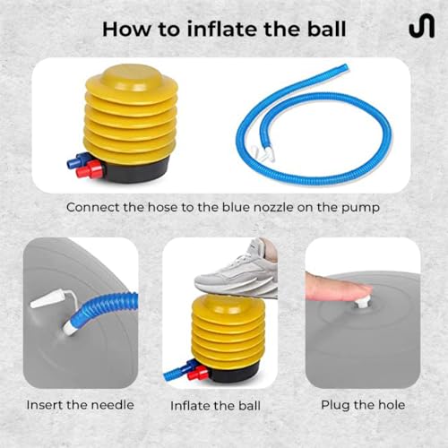 Bodyband Gym Ball for Exercise with Foot Pump for Workout Yoga for Women and Men Swiss Ball for Balance Stability Training, Fitness 55Cm-Grey - Image 5