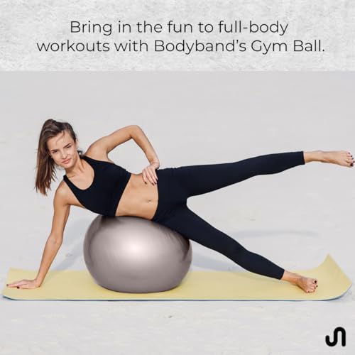Bodyband Gym Ball for Exercise with Foot Pump for Workout Yoga for Women and Men Swiss Ball for Balance Stability Training, Fitness 55Cm-Grey - Image 2