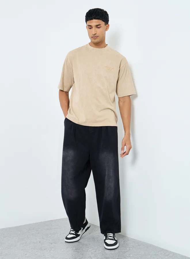 Styli Styli Mid Rise Loose Fit Jeans with Drawcord