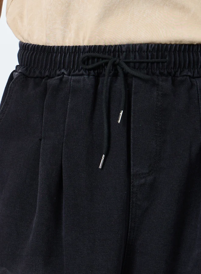 Styli Styli Mid Rise Loose Fit Jeans with Drawcord