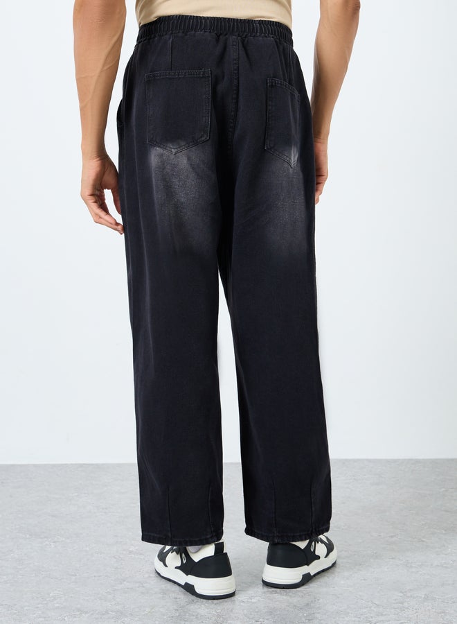 ستايلي جينز فضفاض بخصر متوسط مع رباط - Image 4