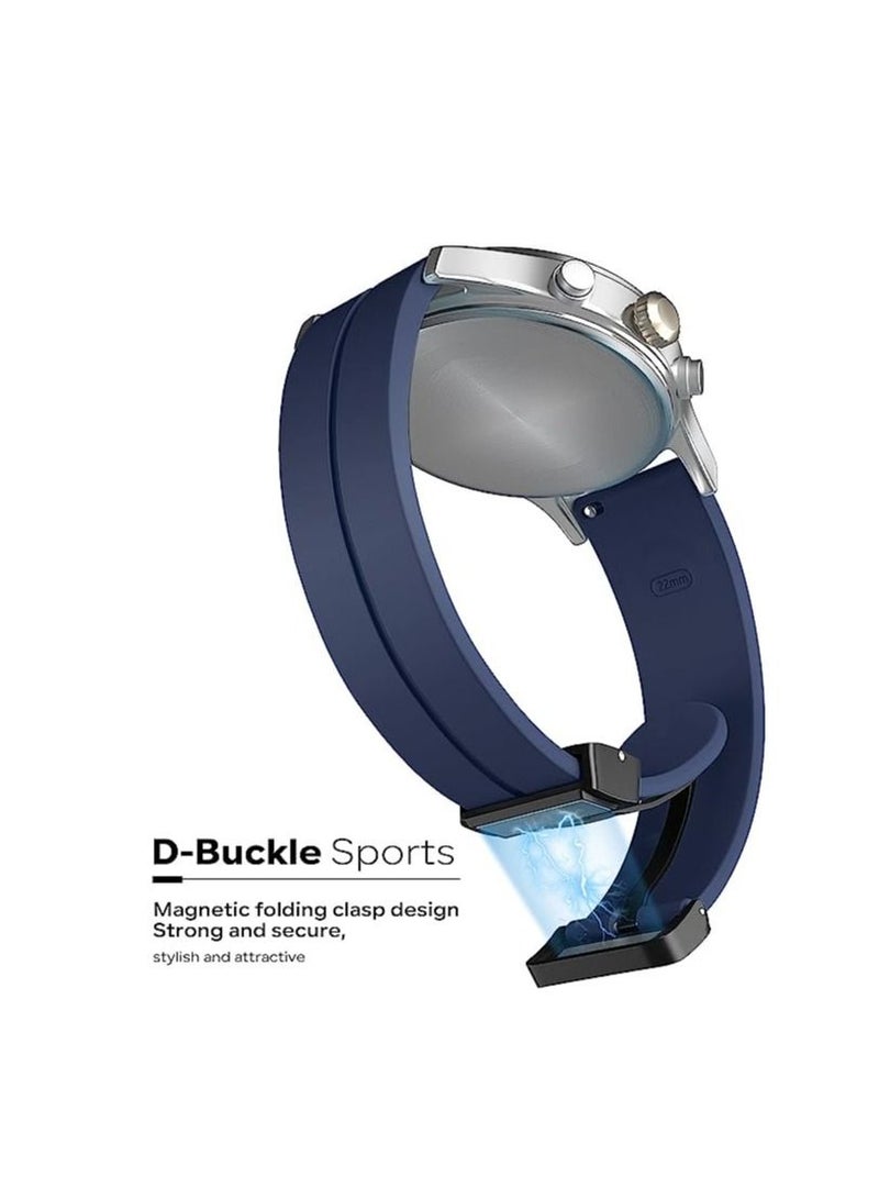 22mm Silicone Strap With Magnetic Folding Buckle For Huawei Watch GT3 2022 Smart Watch 46mm - Blue - Image 3