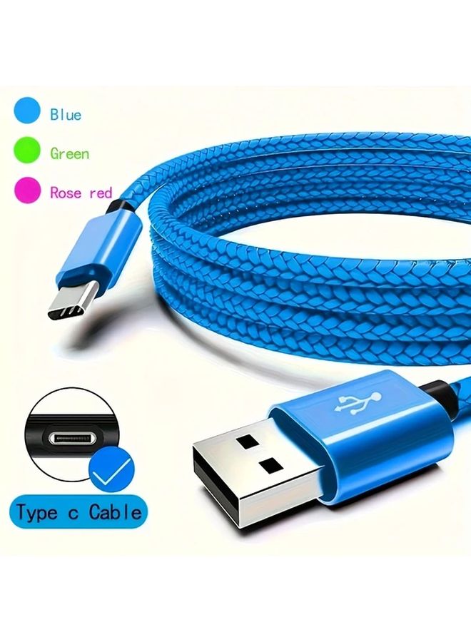 Blue 6 6FT USB C to USB A Fast Charging Cable Nylon Braided Compatible with Samsung Galaxy - Image 2