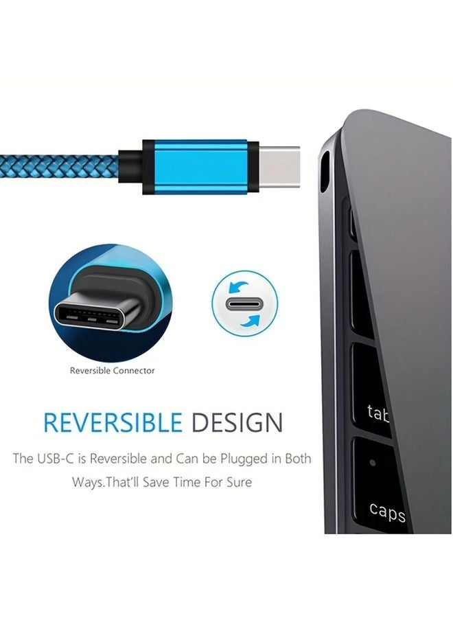 Blue 6 6FT USB C to USB A Fast Charging Cable Nylon Braided Compatible with Samsung Galaxy - Image 5