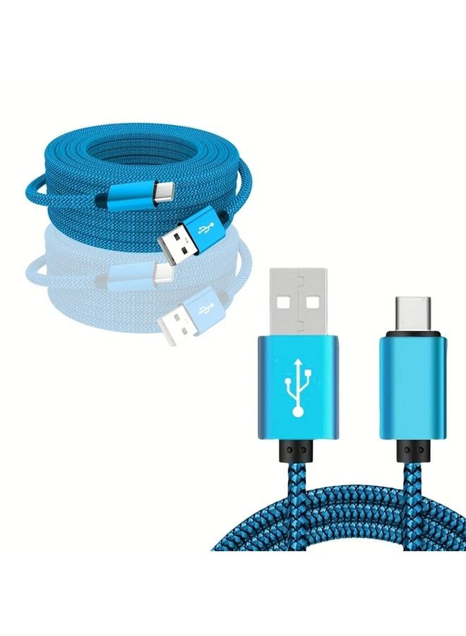 Blue 6 6FT USB C to USB A Fast Charging Cable Nylon Braided Compatible with Samsung Galaxy - Image 1