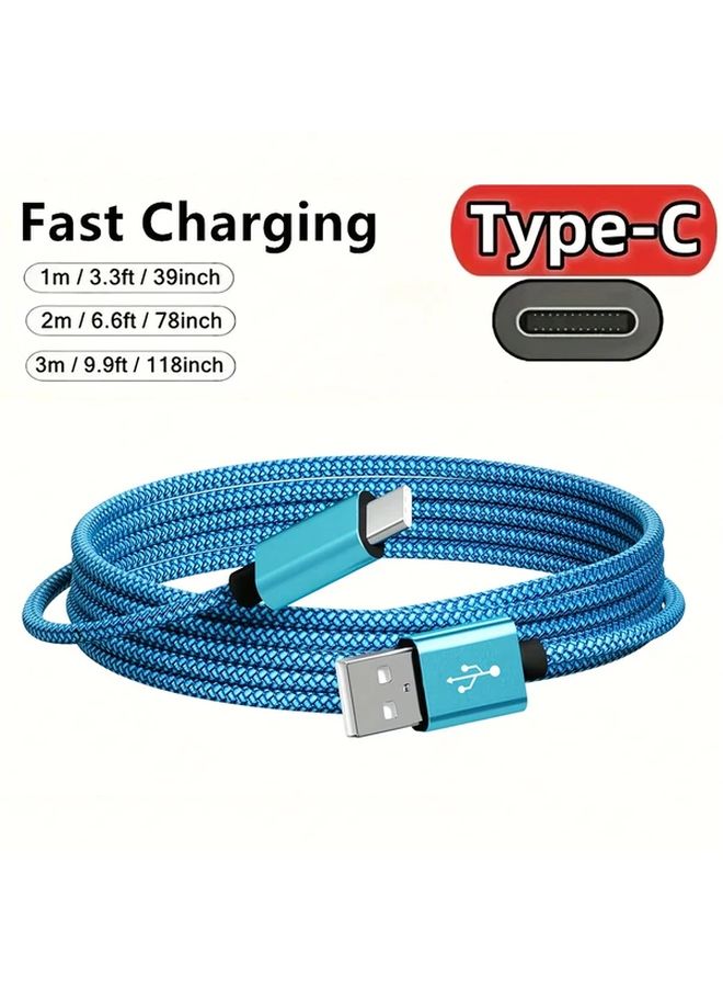 Blue 6 6FT USB C to USB A Fast Charging Cable Nylon Braided Compatible with Samsung Galaxy - Image 3