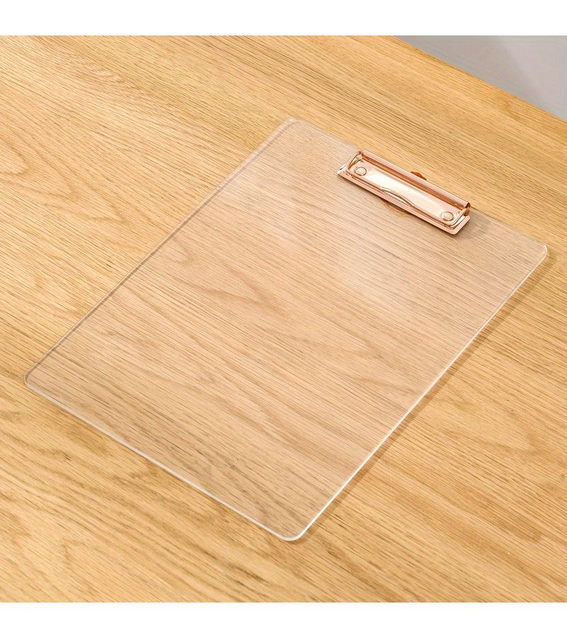 Golden Acrylic Clipboard Low Profile Clip Holds 100 Sheets A4 Size Office Home Supply - Image 5
