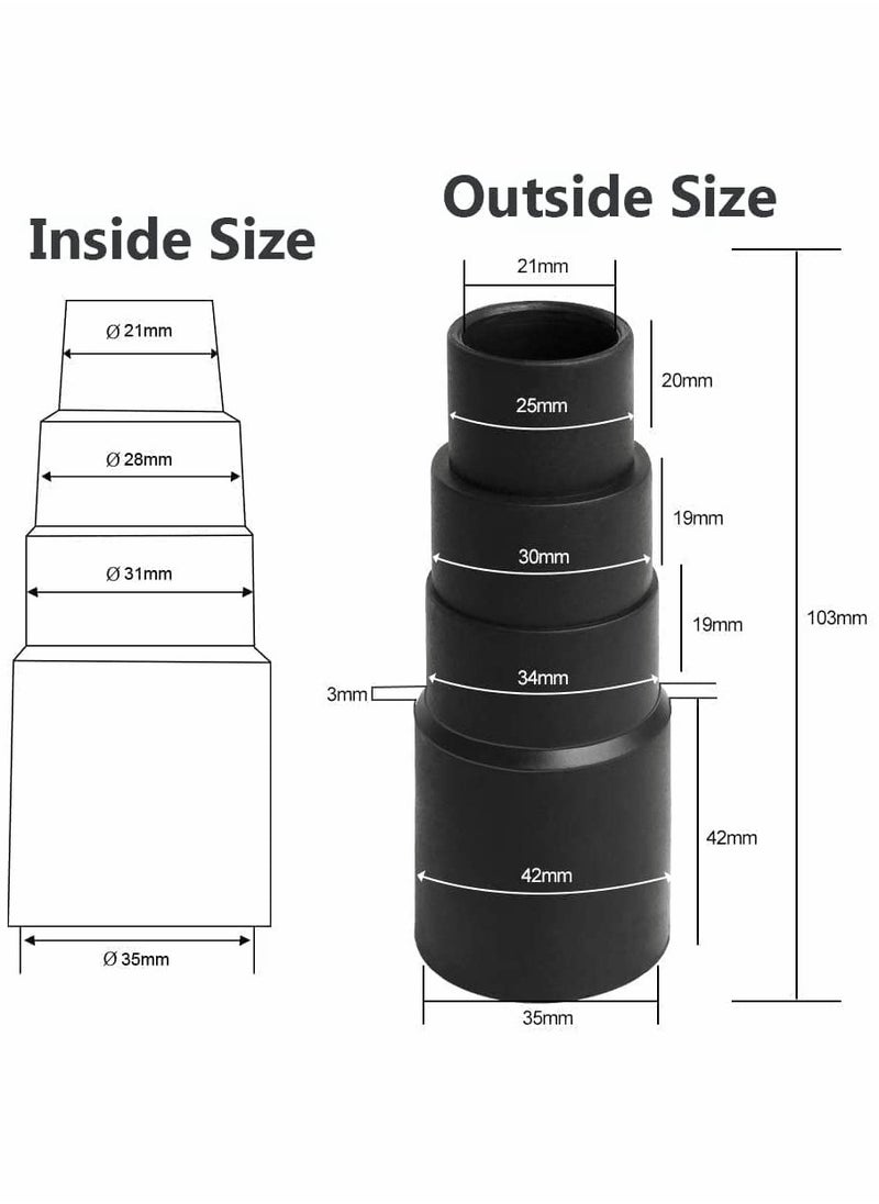 Excefore - 4 Pcs Vacuum Cleaner Hose Adapter, Sander Dust Extraction Hose Adaptor for  Random Orbital Sander, Jigsaw, Circular Saw Reducer (25mm/30mm/34mm/42mm) - Image 1