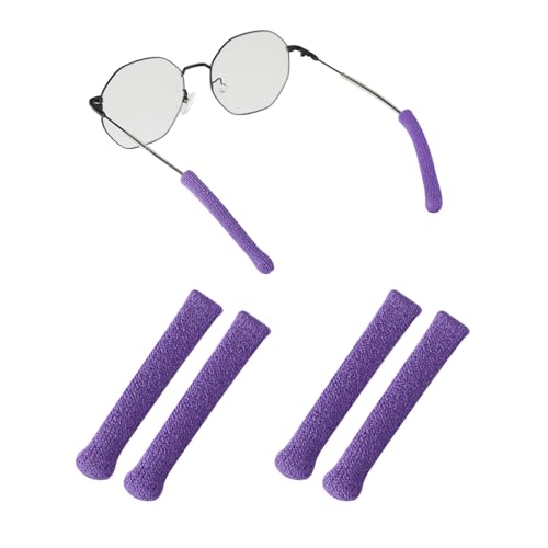 Omnful Upgrade Soft Knitting Cotton Glasses Ear Cushion, Eyeglasses Temple Tips Sleeve Retainer, Anti-Slip Elastic Eyeglasses Ear Grips for Glasses Sunglasses- Eye glasses Ear Cushions (2pairs Purple) - Image 1