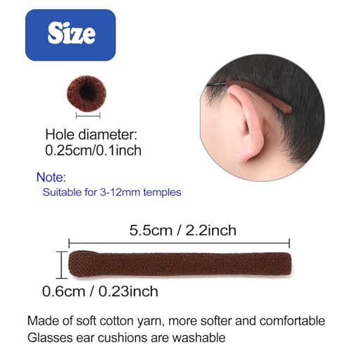 Omnful Upgrade Soft Knitting Cotton Glasses Ear Cushion, Eyeglasses Temple Tips Sleeve Retainer, Anti-Slip Elastic Eyeglasses Ear Grips for Glasses Sunglasses- Eye glasses Ear Cushions (2pairs Purple) - Image 2