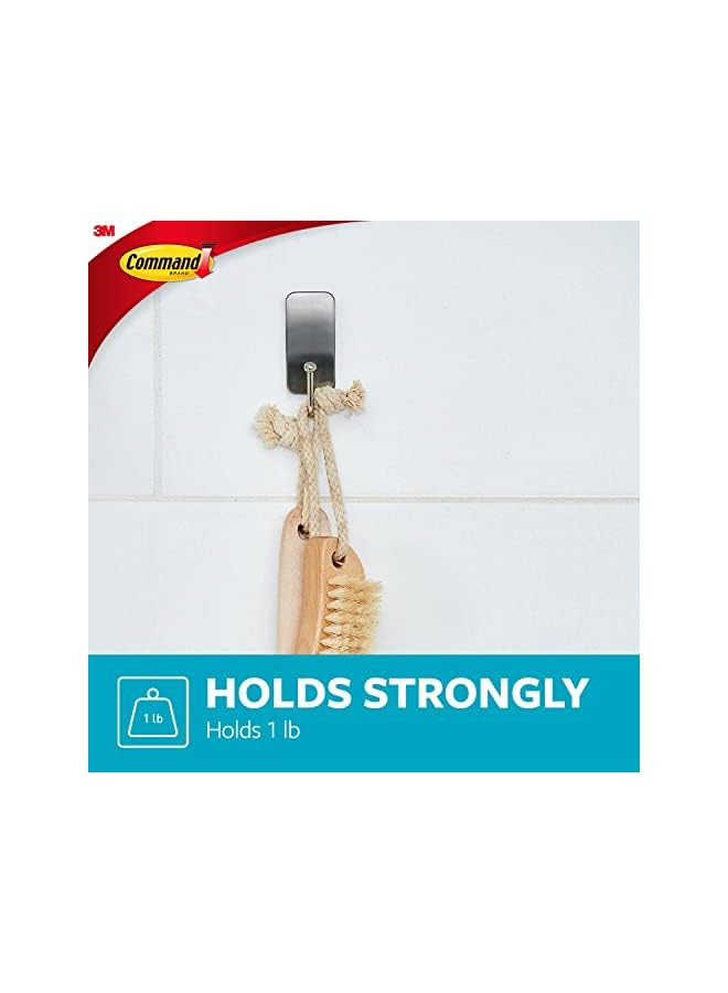 Command Bath Small  Hook, Satin Nickel, support 450gr., Organize and decorate Damage Free, Bath Strips, 1 Hook+2 strips/Pack - Image 5