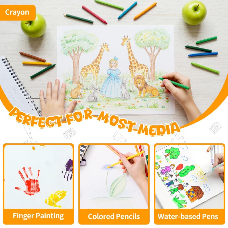 Umriox Drawing Pad for Kids, 9" x 12" Sketch Book, 4-Pack Sketch Pad (50 Sheets Each), 110gsm Acid-Free Drawing Paper, Glue-Bound Art Sketchbook for Kids' Classroom, Travel & School Art Supplies - Image 5