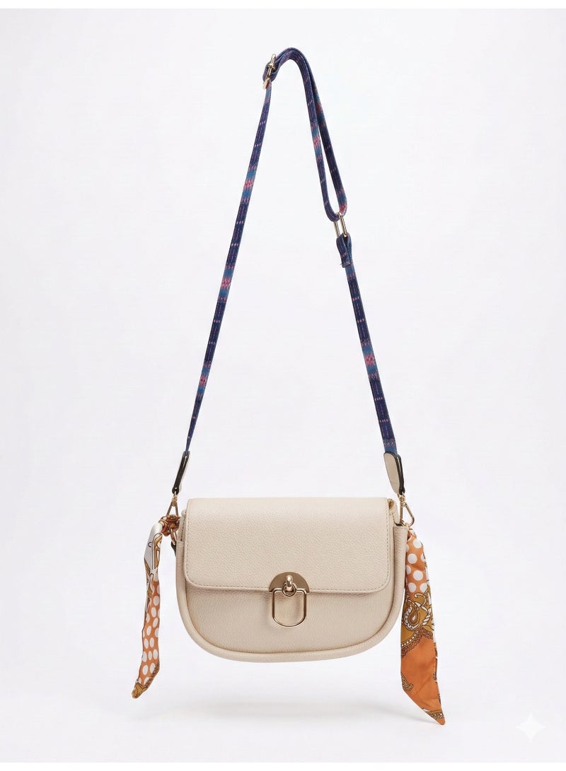 لايف ستيلاش  حقيبة كروس جلد بمشبك مغناطيسي - بيج ZC-1 - Image 1