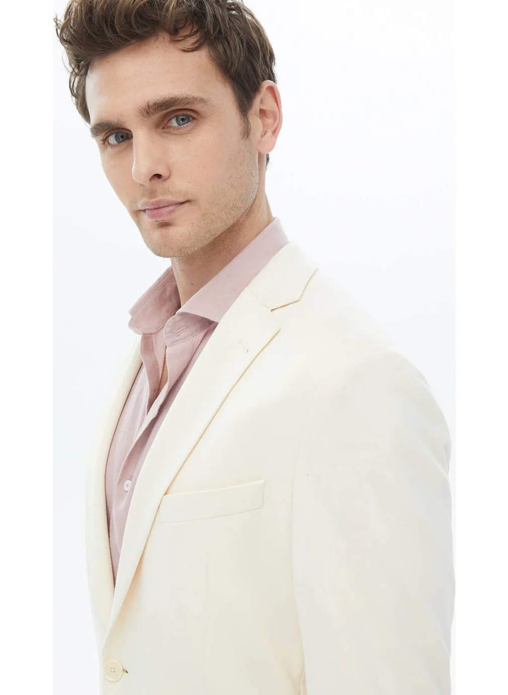 كيب Ecru Plain Modern Fit Knitted Jacket