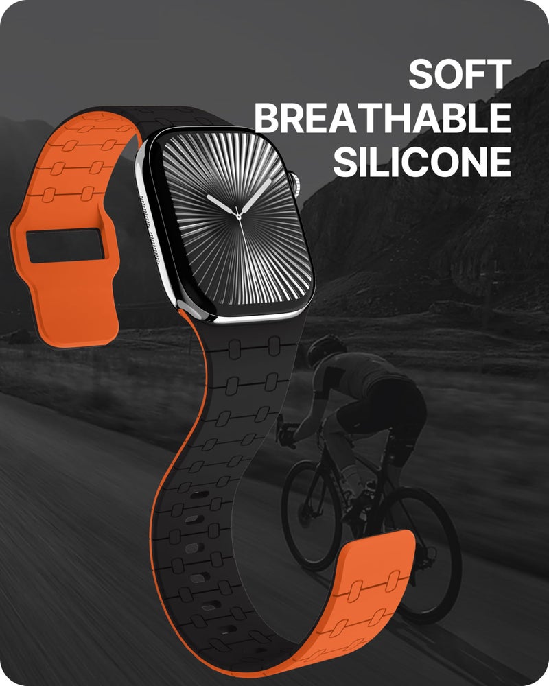 Fullmosa Sport Silicone Band Compatible with Apple Watch Strap 49mm 46mm 45mm 44mm 42mm(Series 3 2 1) [No Watch],Soft Band for iWatch Ultra 3/2/1 SE3 SE2 SE Series 11 10 9 8 7 6 5 4 3 2 1,Black Orange - Image 4