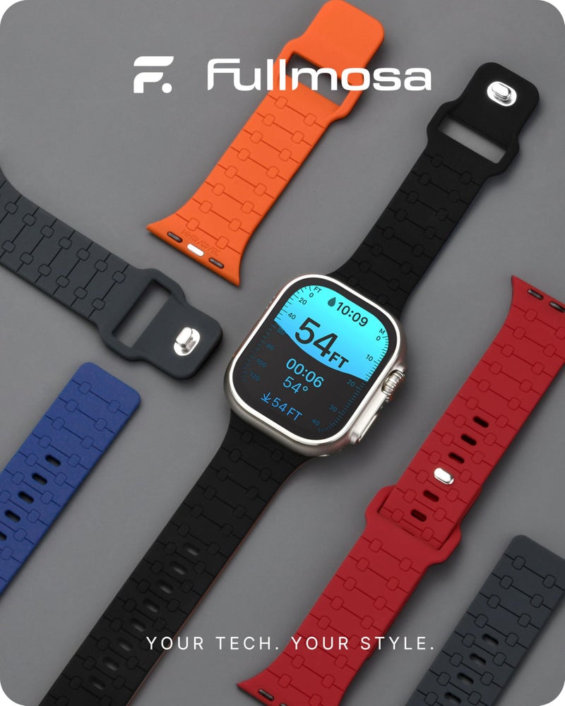 Fullmosa Sport Silicone Band Compatible with Apple Watch Strap 49mm 46mm 45mm 44mm 42mm(Series 3 2 1) [No Watch],Soft Band for iWatch Ultra 3/2/1 SE3 SE2 SE Series 11 10 9 8 7 6 5 4 3 2 1,Black Orange - Image 3