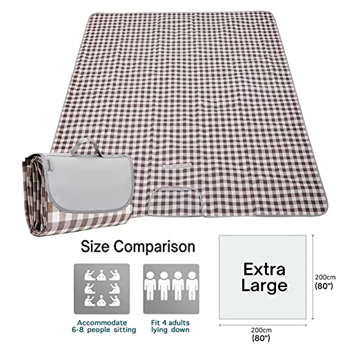 PUPOPIK Extra Large 80x80inch Outdoor Picnic Blanket, XL Foldable Waterproof Sand Beach Mat for Beach Camping Hiking Travel Family Concerts Portable Beach Blankets(Light Brown) - Image 5