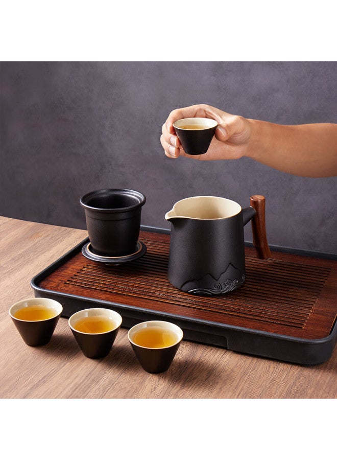 Bj Travel Tea Set Quick Guest Cup Portable Outdoor Kung Fu Tea Set Ceramic Tea Water Separation Filter Brewing Cup