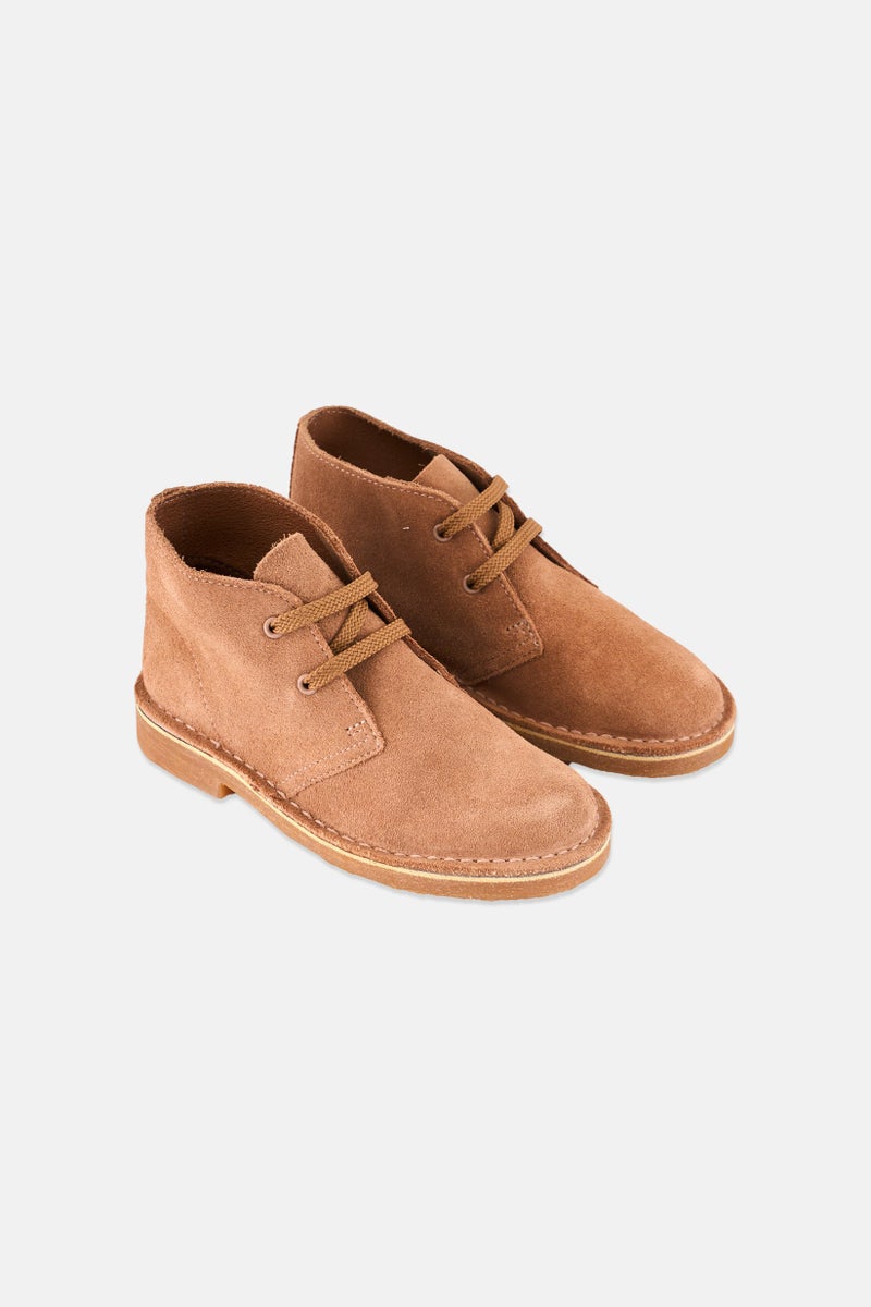 clarks Kids Boy Wide Desert Boot Lace Up Casual Shoes, Brown  - Image 1