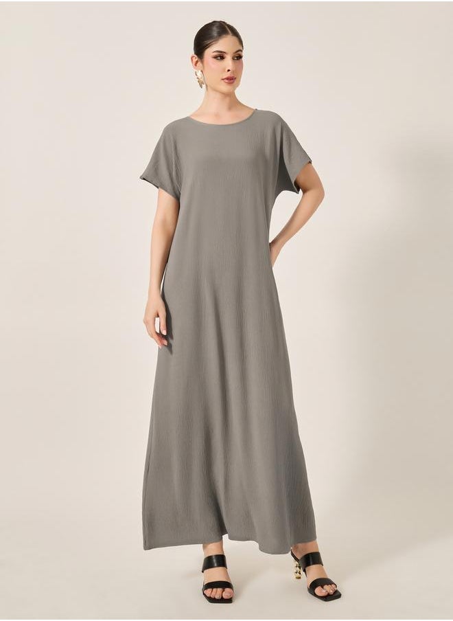 Styli Solid Round Neck Abaya Inner Dress  - Image 1