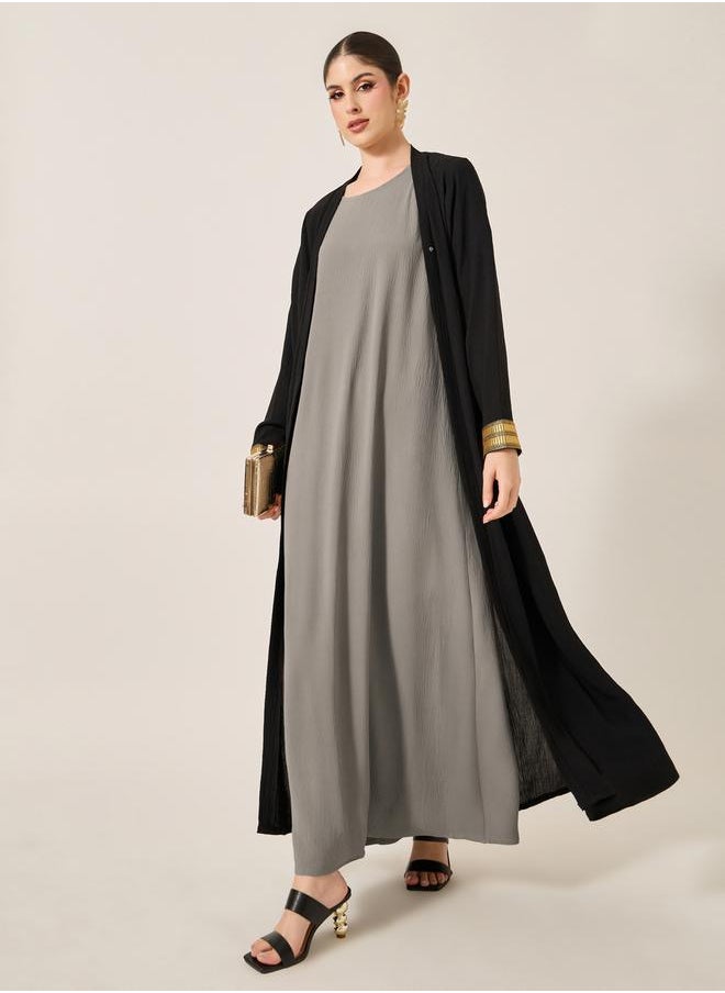 Styli Solid Round Neck Abaya Inner Dress  - Image 2