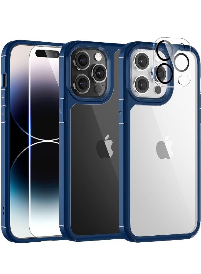 حافظة مصممة لهاتف iPhone 15 Pro، مع واقي شاشة من الزجاج المقوى 9H + واقي عدسة الكاميرا، حافظة هاتف نحيفة مقاومة للصدمات من الدرجة العسكرية لهاتف Apple iPhone 15 Pro 2023 - Image 1