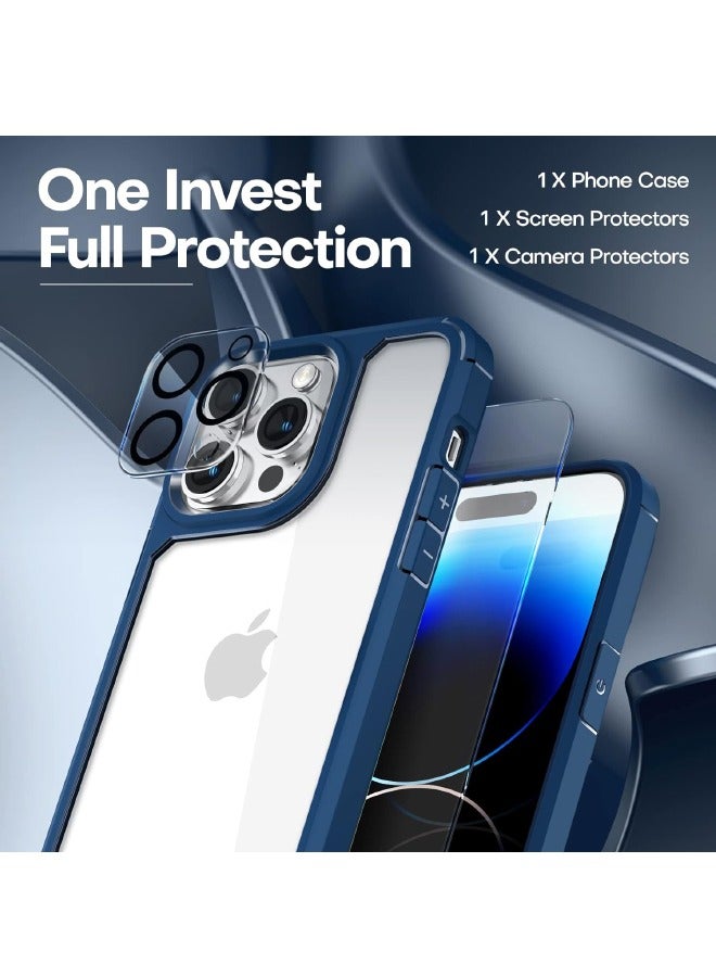 حافظة مصممة لهاتف iPhone 15 Pro، مع واقي شاشة من الزجاج المقوى 9H + واقي عدسة الكاميرا، حافظة هاتف نحيفة مقاومة للصدمات من الدرجة العسكرية لهاتف Apple iPhone 15 Pro 2023 - Image 2