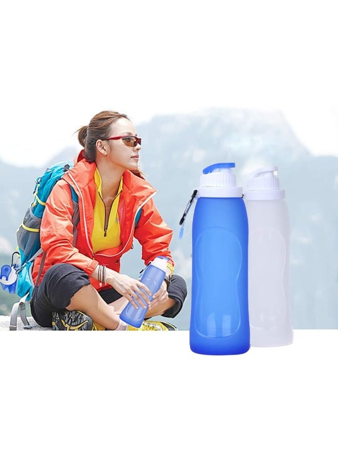 McoMce MCOMCE Collapsible Water Bottles(2 Count), Foldable Water Bottles for Travel & Collapsable Water Bottle with Clip for Backpack, Portable Silicone Water Bottle, Collapse Water Bottles for Travel  - Image 1