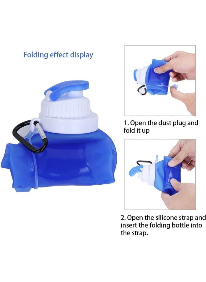 McoMce MCOMCE Collapsible Water Bottles(2 Count), Foldable Water Bottles for Travel & Collapsable Water Bottle with Clip for Backpack, Portable Silicone Water Bottle, Collapse Water Bottles for Travel  - Image 3