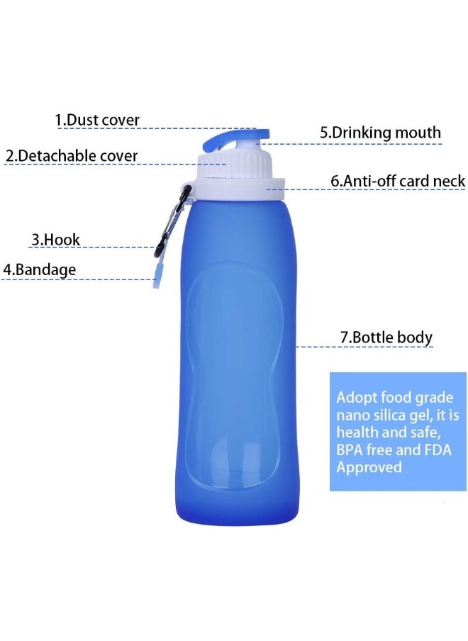 McoMce MCOMCE Collapsible Water Bottles(2 Count), Foldable Water Bottles for Travel & Collapsable Water Bottle with Clip for Backpack, Portable Silicone Water Bottle, Collapse Water Bottles for Travel  - Image 5