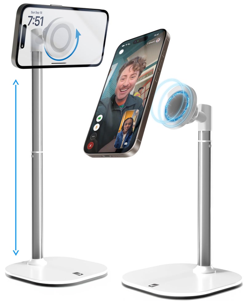 COOPER MagStand Adjustable Magnetic iPhone Stand for Desk Phone Holder for Video Recording Compatible with MagSafe Stand for iPhone 17 Pro Max 1615141312 Small Mag Safe Tripod White - Image 2