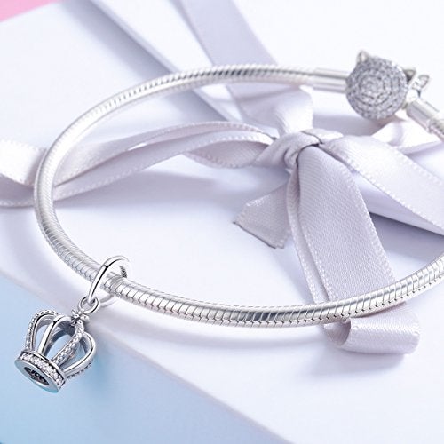 WOSTU My Princess Charms 925 Sterling Silver Queen Crown Dangle Charms for Bracelets Women Charms - Image 4