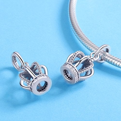 WOSTU My Princess Charms 925 Sterling Silver Queen Crown Dangle Charms for Bracelets Women Charms - Image 2