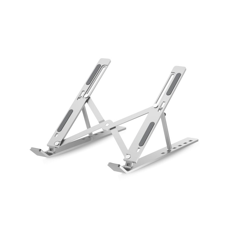 GEONIX Trek T3 Aluminium Ergonomic Laptop Stand | 7 Angles Adjustable Tabletop | Anti Slip Rubber Pads | Foldable | Compatible with Laptops Upto 17 inch (Silver) - Image 1