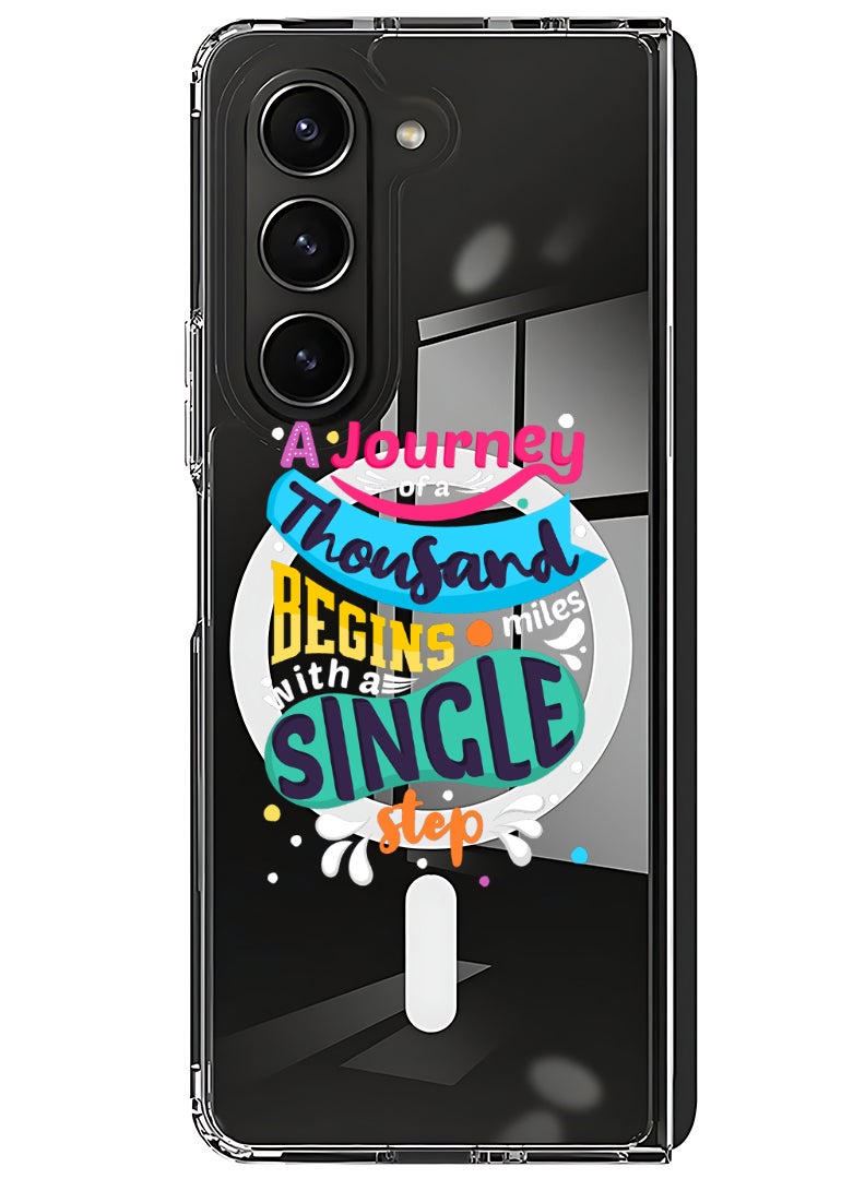 Theodor Magnetic Case for Samsung Galaxy Z Fold 5 Compatible with MagSafe Wireless Charging, Shockproof Phone Bumper Cover a journey of thousands - Image 1