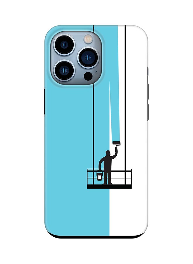 Stylizedd Tough Pro Series Case for Apple iPhone 14 Pro Dual Layer hybrid PC & TPU Customized Mobile Cover Shield with inner TPU protection Matte Finish - Paint Hanger (Blue)