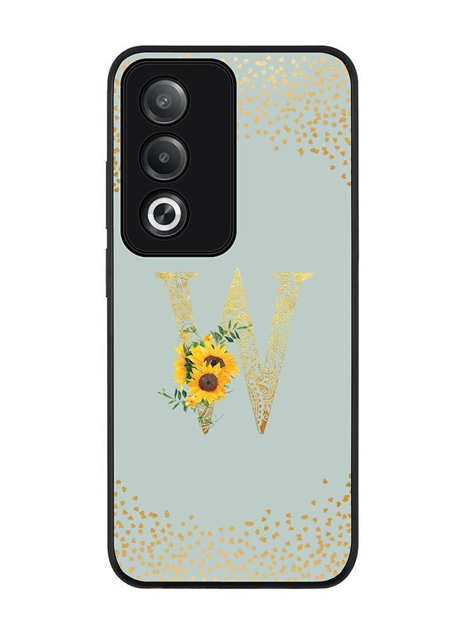 Stylizedd For Oppo A3 Pro / A80 Case,Slim fit Camera Protection, Shockproof Thin Phone cover - Custom Floral Monogram - W (Light Grey ) - Image 1