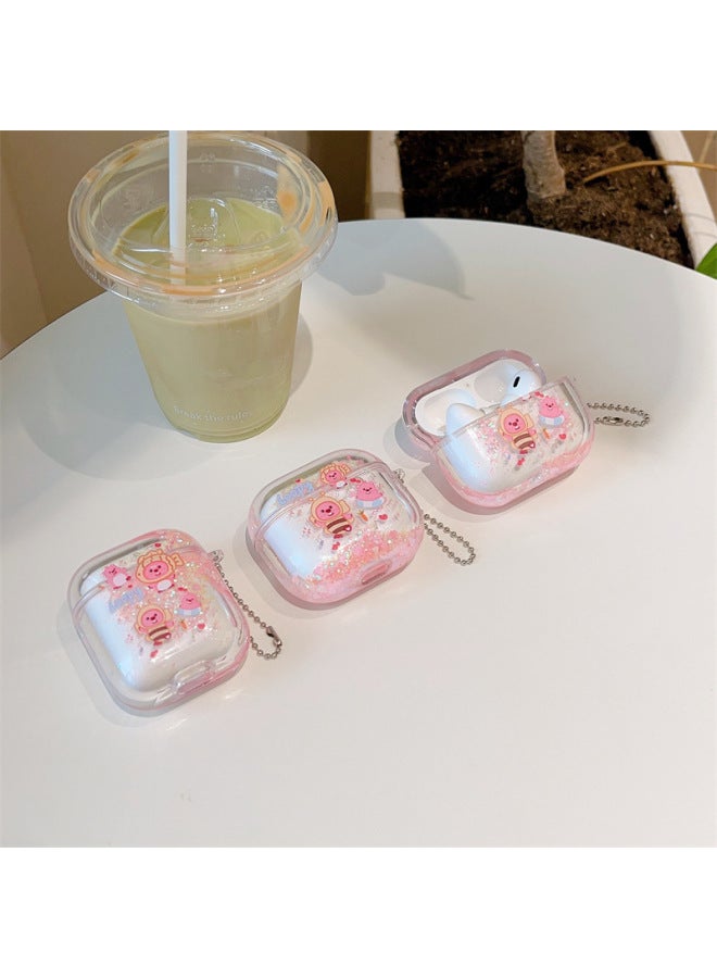 Suitable For Cute Trendy AirPodsPro Earphone Set AirPods3 Transparent TPU Chain Earphone Protective Case-Color:【quicksand Cute Little Beaver Chain】-Applicable Models:Airpods 1/2 Generation - Image 2